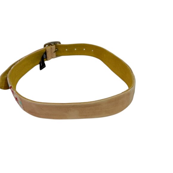 Free People Leather Belt Light Tan Colorful Embroidery Goat & Cow Leather S/M main image 5